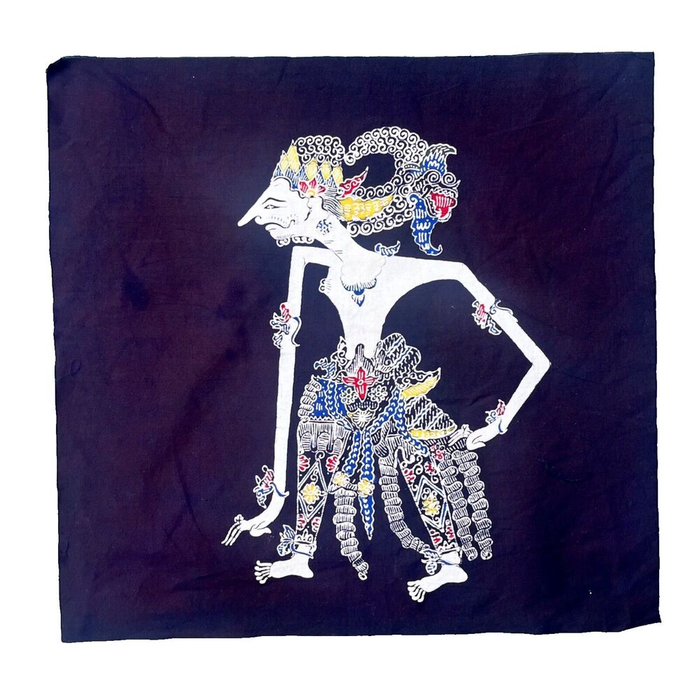 Vintage Indonesian Batik Wall Hanging Tapestry Satyaki Javanese Folk Art